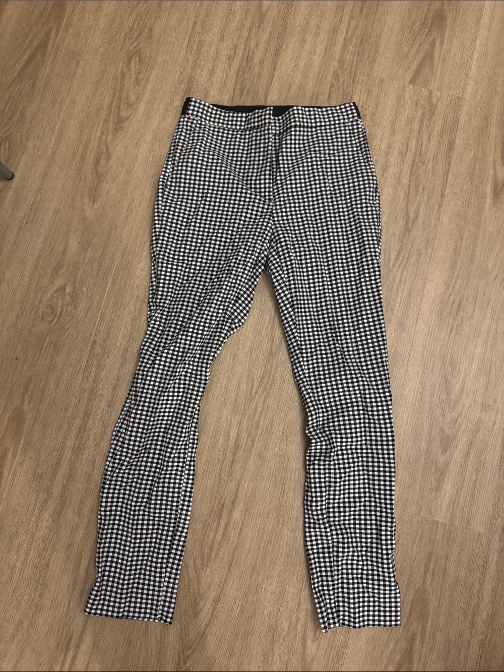 Zara Black and White Gingham Slim Pants